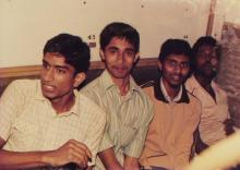 Members of the IIT Madras sports and athletics team on a train, 1985