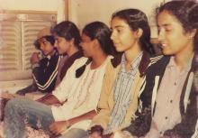 Members of the IIT Madras women's team on a train, 1985