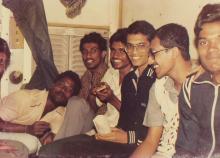 Members of the IIT Madras sports and athletics team on a train, 1985