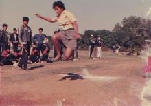 A long jump event in progress at the 22nd Inter-IIT Sports Meet, 1985