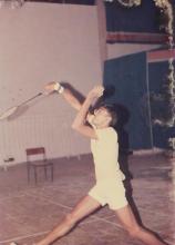 A badminton player photographed at the 22nd Inter-IIT Sports Meet, 1985