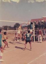 The IIT Bombay volleyball team takes part in a match, 1985