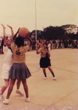 The IIT Madras women's basketball team playing a match at IIT Delhi, 1985