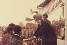 A photograph taken during the prize distribution ceremony of the 22nd Inter-IIT Sports Meet, 1985