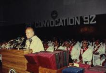 Dr. M. S. Swaminathan addresses the audience during the 29th Convocation, 1992
