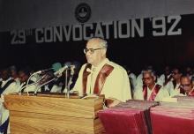 Prof. N. V. C. Swamy addresses the audience during the 29th Convocation, 1992
