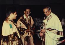 Dr. P. Rama Rao with graduating students from IIT Madras, 1992