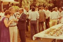 Snacks laid out on a table outside the Bose-Einstein Guest House during an event