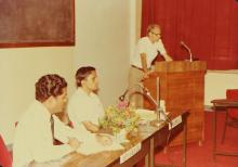 A speaker address a gathering during an event at IIT Madras