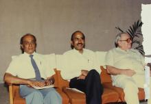Prof. L. S. Srinath, Mr. A. L. Mudaliar and Mr. Russi Mody at IIT Madras, 1989