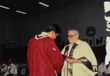 Mr. Russi Mody presents a degree to a graduand at the 26th Convocation, 1989
