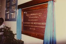 A photograph of the inauguration plaque for the Wave Basin Facility at IIT Madras, 1991