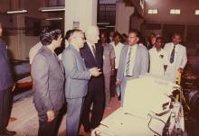Prof. N. V. C. Swamy explains a point to Richard von Weizsäcker at IIT Madras, 1991