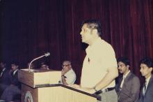 Prof. R. Natarajan addresses the audience during an Institute Day at IIT Madras, 1988