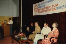 Prof. L. S. Srinath addresses the audience, 1988