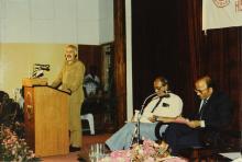 Mr. Hans Klein addresses the audience, 1988