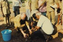 Mr. Hans Klein plants a sapling at IIT Madras, 1988