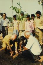Mr. Hans Klein plants a sapling at IIT Madras, 1988