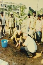 Mr. Hans Klein plants a sapling at IIT Madras, 1988