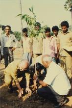 Mr. Hans Klein plants a sapling at IIT Madras, 1988