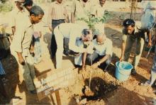Dr. Konrad Seitz plants a sapling at IIT Madras, 1988