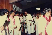 Dr. V. S. Arunachalam meets some of the IIT Madras faculty at the 25th Convocation, 1988