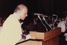 Dr. M. S. Swaminathan addresses the audience, 1991