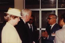 Dr. Richard von Weizsäcker interacts with Prof. N. V. C. Swamy, 1991 