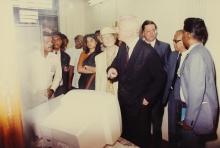 Dr. Richard von Weizsäcker interacts with individuals at the Ocean Engineering Department, 1991