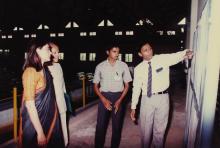 Ms. Maneka Gandhi and Dr. M. S. Swaminathan at the Wave Basin at IIT Madras, 1991
