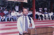 The chief guest addresses the audience at the 35th Inter-IIT Sports Meet, 1999