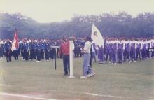 The various IIT contingents lined up as the sports flame is lit, 1999