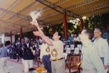 Mr. Ramesh Krishnan releases a dove during the opening ceremony of the Inter-IIT Sports Meet, 1994