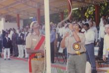 Mr. Ramesh Krishnan hoists a flag during the 30th Inter-IIT Sports Meet, 1994