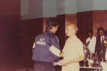 An IIT Madras student receives a prize, 1994