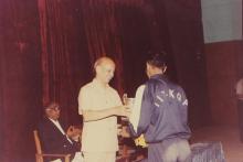 A trophy is presented to a student from IIT Kharagpur, 1994