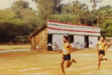 At a track event, 1994