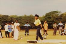 A shot putter in action, 1994