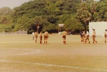 At a football match, 1994