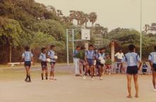 Members of the IIT Madras volleyball team at their home ground, 1994