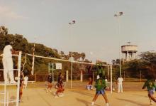 A volleyball match in progress, 1994