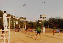 A photograph taken during a volleyball match, 1994