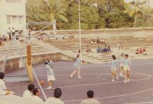 A photograph taken during a basketball game, 1994