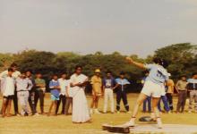 A shot putter in action, 1994