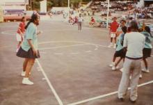 At a basketball match, 1994