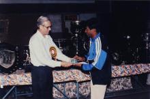 A student receives a prize at the 35th Inter-IIT Sports Meet, 1999
