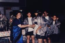 A group of girls receive a prize, 1999