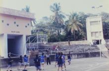 A photograph taken during a basketball match, 1999