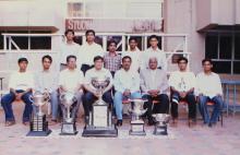 Outside the Student Activities Centre with the General Championship trophy, 1999