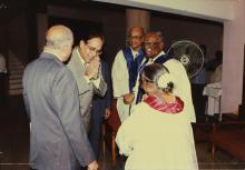 Mr. K. L. Chugh, Chairman of ITC Limited, Calcutta, greets a person during the 30th Convocation, 1993
